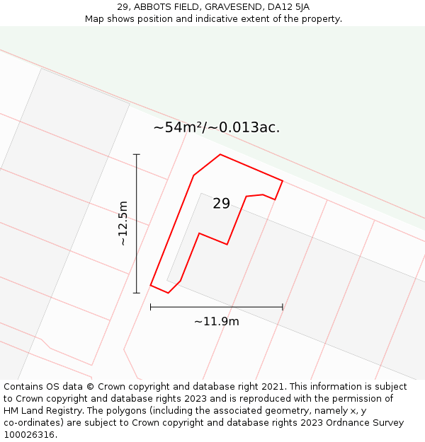 29, ABBOTS FIELD, GRAVESEND, DA12 5JA: Plot and title map