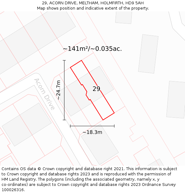 29, ACORN DRIVE, MELTHAM, HOLMFIRTH, HD9 5AH: Plot and title map