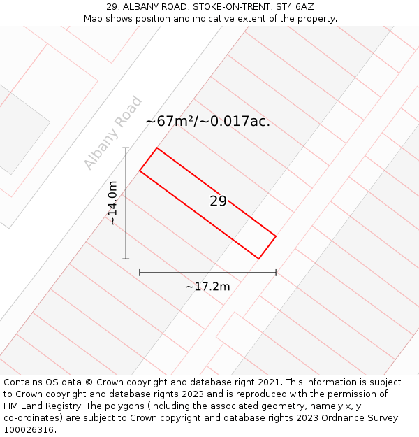 29, ALBANY ROAD, STOKE-ON-TRENT, ST4 6AZ: Plot and title map