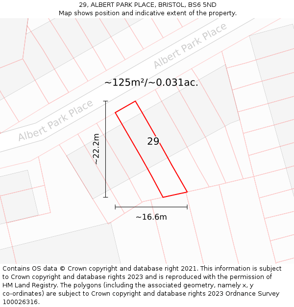 29, ALBERT PARK PLACE, BRISTOL, BS6 5ND: Plot and title map