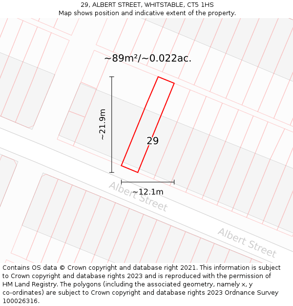 29, ALBERT STREET, WHITSTABLE, CT5 1HS: Plot and title map