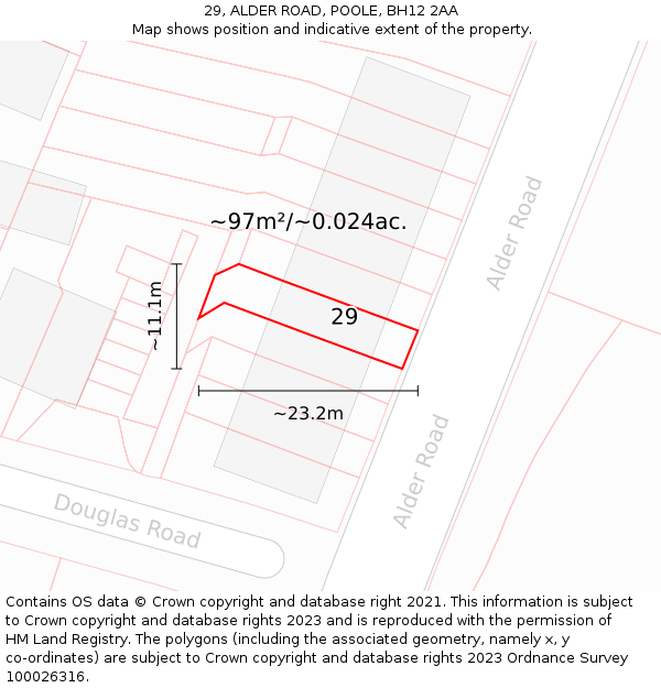 29, ALDER ROAD, POOLE, BH12 2AA: Plot and title map