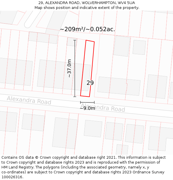 29, ALEXANDRA ROAD, WOLVERHAMPTON, WV4 5UA: Plot and title map