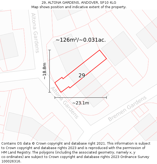 29, ALTONA GARDENS, ANDOVER, SP10 4LG: Plot and title map