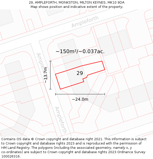 29, AMPLEFORTH, MONKSTON, MILTON KEYNES, MK10 9DA: Plot and title map