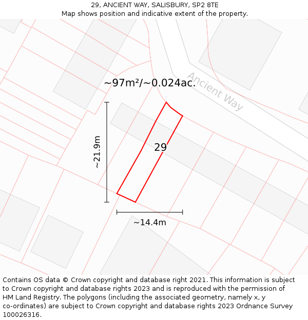 29, ANCIENT WAY, SALISBURY, SP2 8TE: Plot and title map