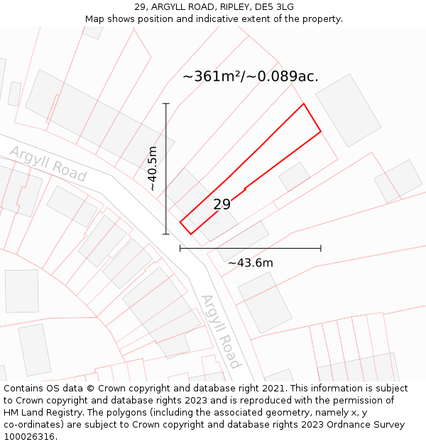 29, ARGYLL ROAD, RIPLEY, DE5 3LG: Plot and title map