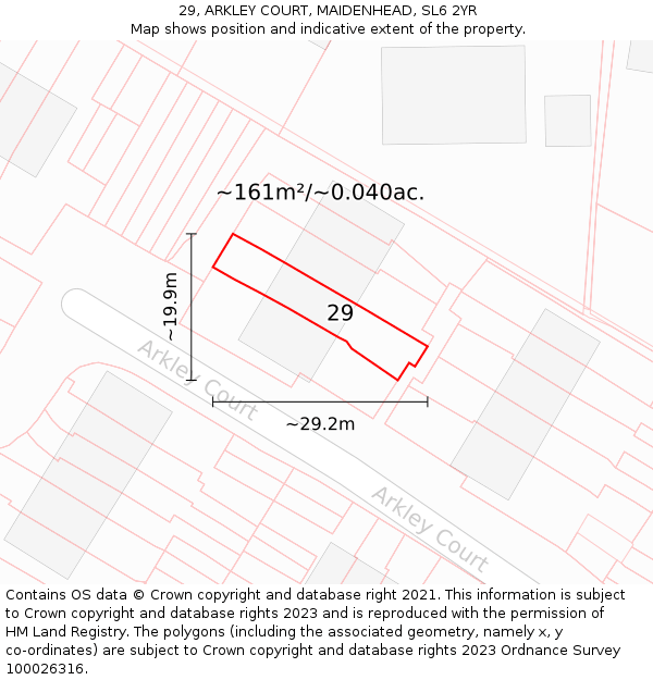 29, ARKLEY COURT, MAIDENHEAD, SL6 2YR: Plot and title map
