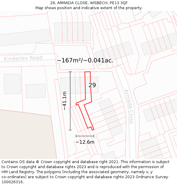 29, ARMADA CLOSE, WISBECH, PE13 3QF: Plot and title map