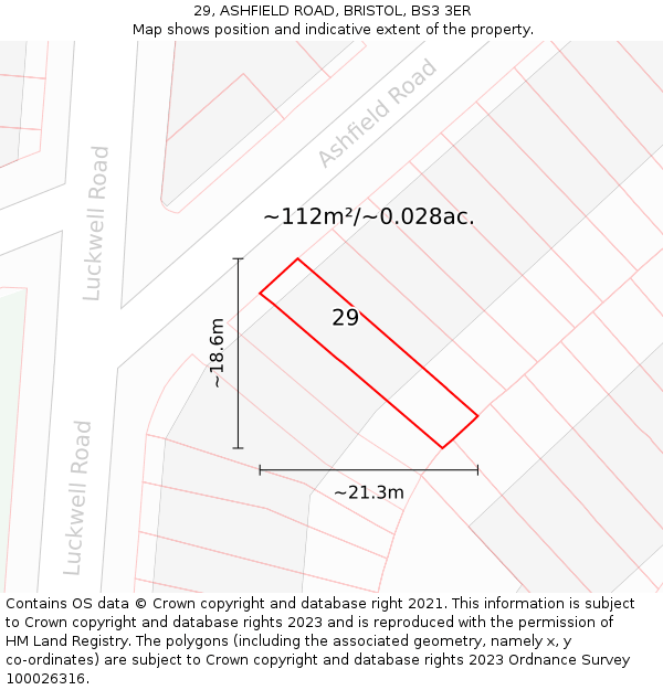 29, ASHFIELD ROAD, BRISTOL, BS3 3ER: Plot and title map
