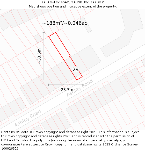 29, ASHLEY ROAD, SALISBURY, SP2 7BZ: Plot and title map