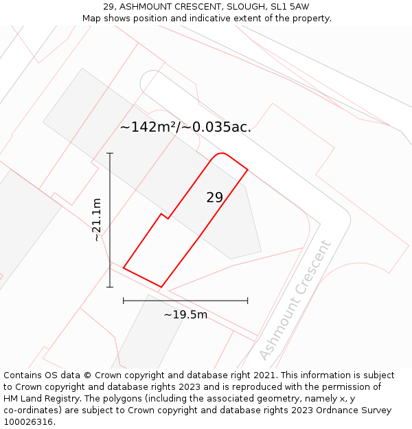29, ASHMOUNT CRESCENT, SLOUGH, SL1 5AW: Plot and title map