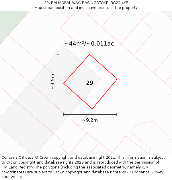 29, BALMORAL WAY, BASINGSTOKE, RG22 4YB: Plot and title map