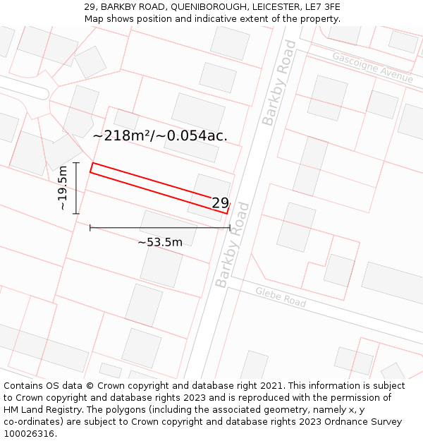 29, BARKBY ROAD, QUENIBOROUGH, LEICESTER, LE7 3FE: Plot and title map