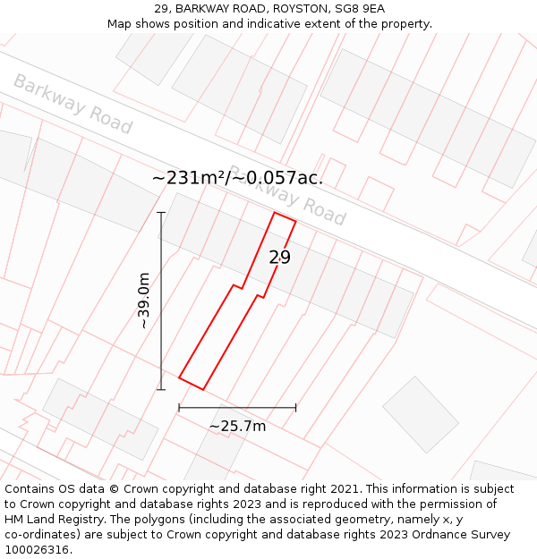29, BARKWAY ROAD, ROYSTON, SG8 9EA: Plot and title map