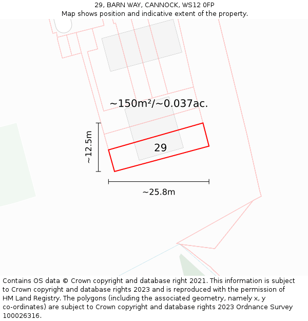 29, BARN WAY, CANNOCK, WS12 0FP: Plot and title map