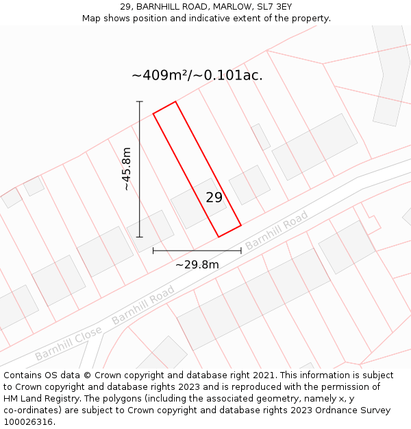 29, BARNHILL ROAD, MARLOW, SL7 3EY: Plot and title map