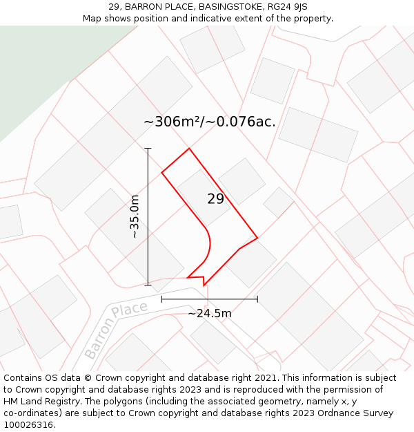 29, BARRON PLACE, BASINGSTOKE, RG24 9JS: Plot and title map