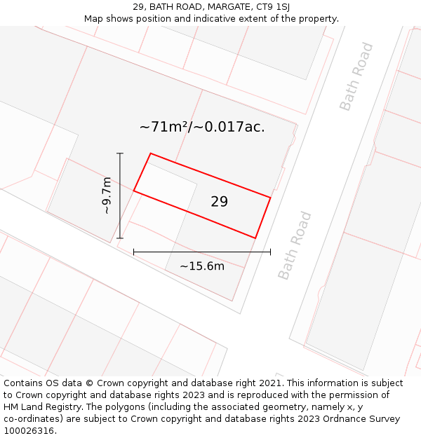 29, BATH ROAD, MARGATE, CT9 1SJ: Plot and title map