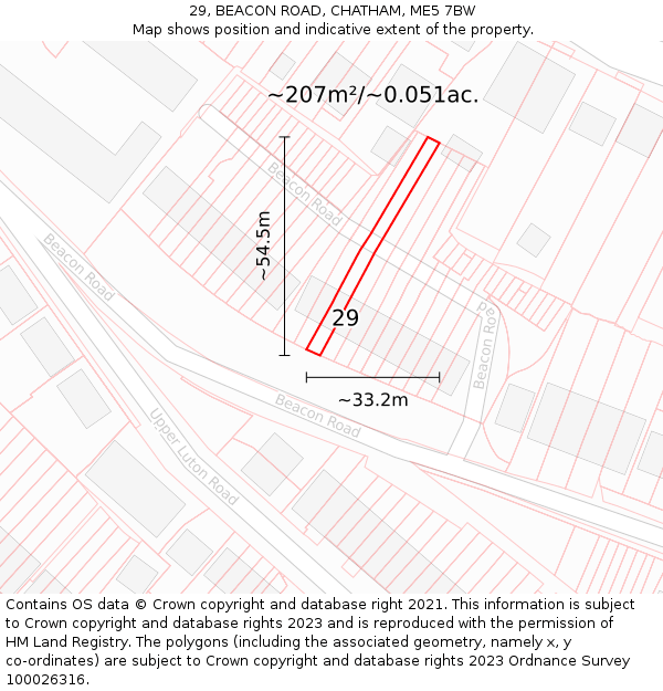 29, BEACON ROAD, CHATHAM, ME5 7BW: Plot and title map