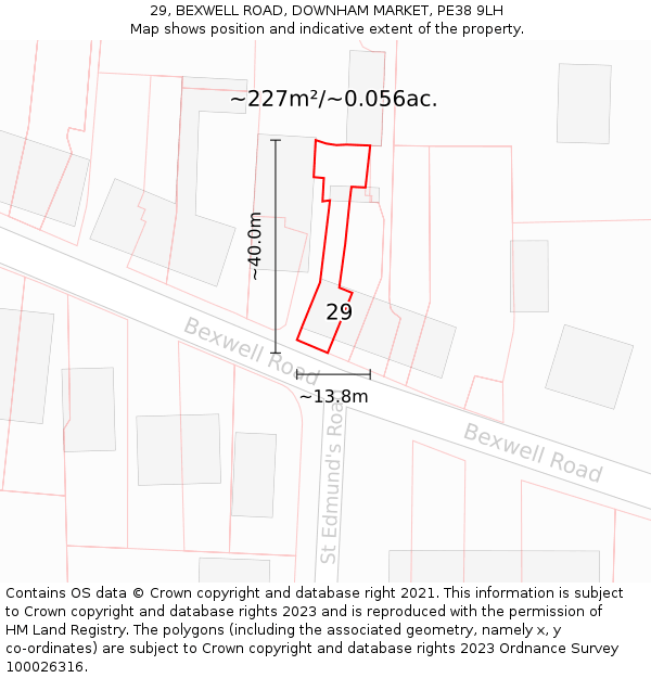 29, BEXWELL ROAD, DOWNHAM MARKET, PE38 9LH: Plot and title map