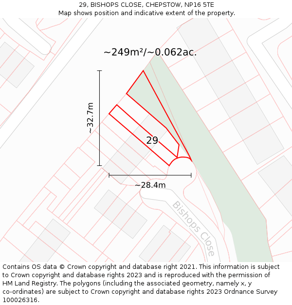 29, BISHOPS CLOSE, CHEPSTOW, NP16 5TE: Plot and title map