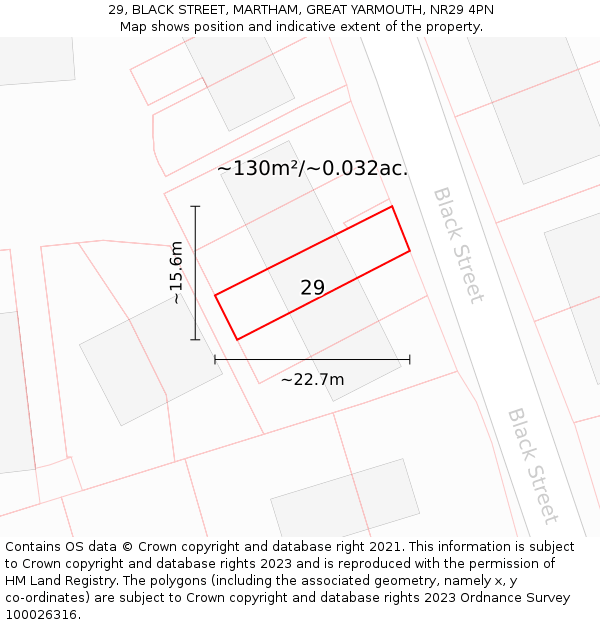 29, BLACK STREET, MARTHAM, GREAT YARMOUTH, NR29 4PN: Plot and title map