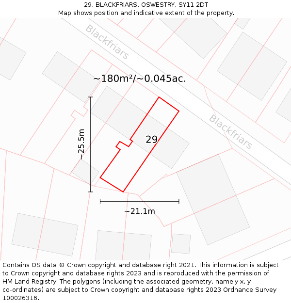 29, BLACKFRIARS, OSWESTRY, SY11 2DT: Plot and title map