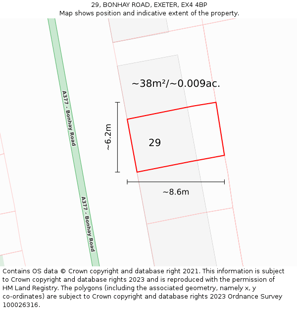 29, BONHAY ROAD, EXETER, EX4 4BP: Plot and title map
