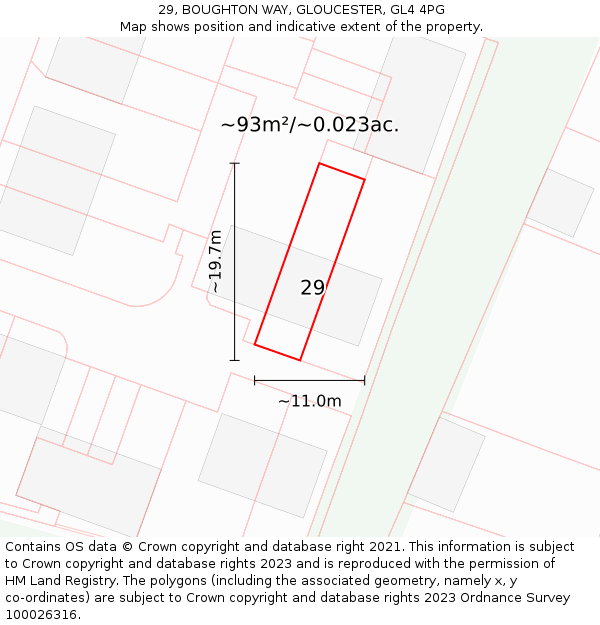 29, BOUGHTON WAY, GLOUCESTER, GL4 4PG: Plot and title map