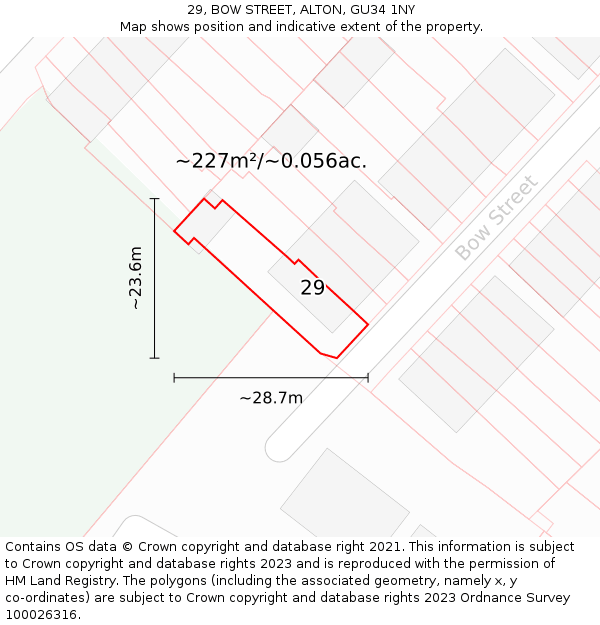 29, BOW STREET, ALTON, GU34 1NY: Plot and title map