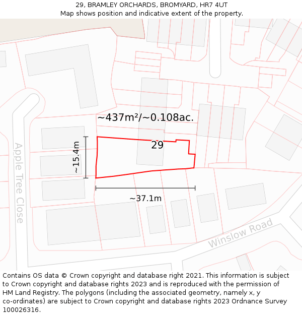29, BRAMLEY ORCHARDS, BROMYARD, HR7 4UT: Plot and title map