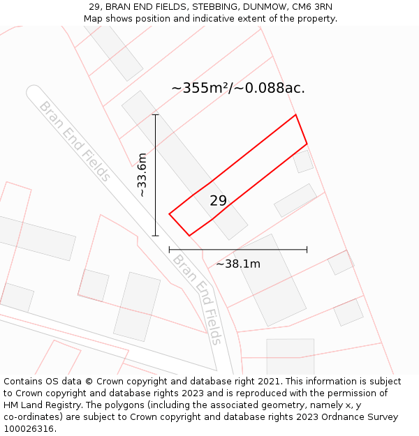 29, BRAN END FIELDS, STEBBING, DUNMOW, CM6 3RN: Plot and title map