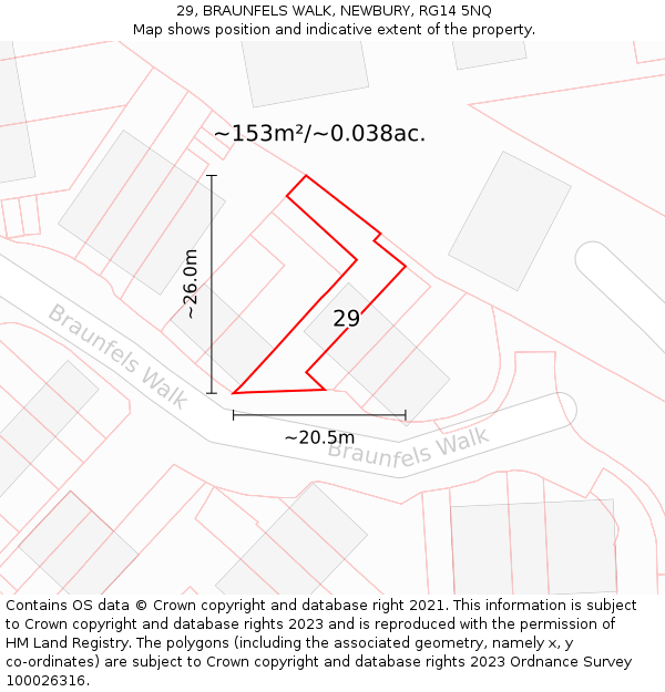 29, BRAUNFELS WALK, NEWBURY, RG14 5NQ: Plot and title map