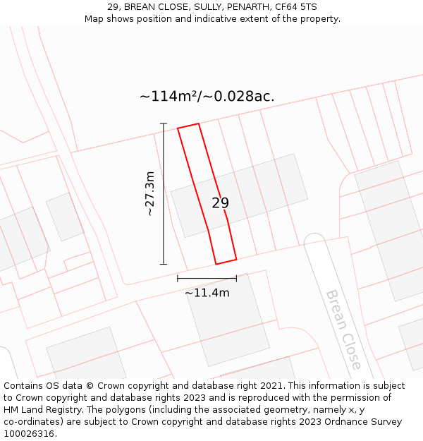 29, BREAN CLOSE, SULLY, PENARTH, CF64 5TS: Plot and title map
