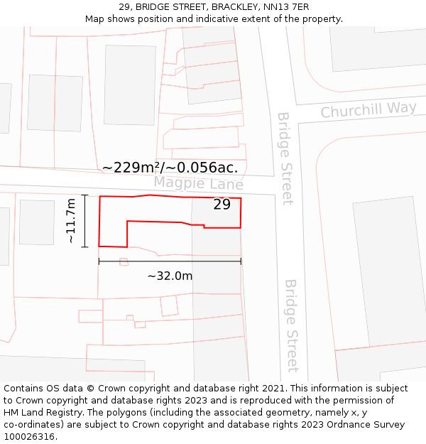 29, BRIDGE STREET, BRACKLEY, NN13 7ER: Plot and title map