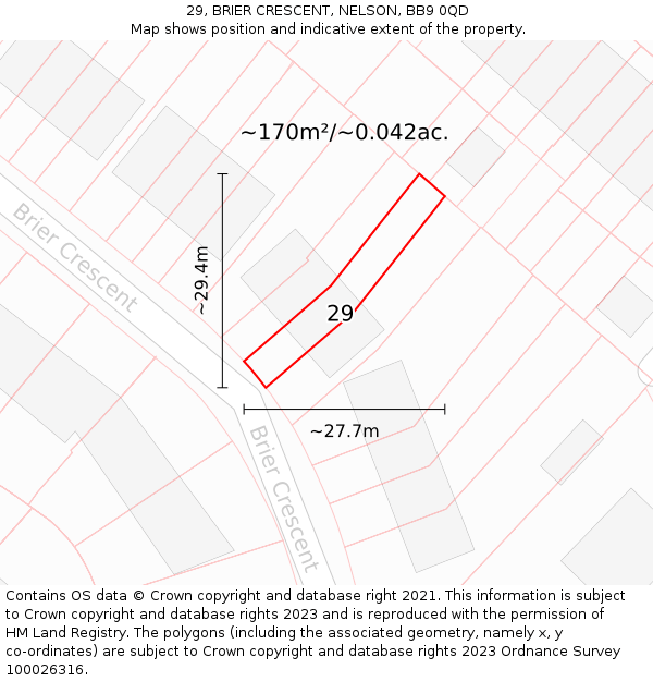 29, BRIER CRESCENT, NELSON, BB9 0QD: Plot and title map