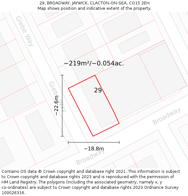 29, BROADWAY, JAYWICK, CLACTON-ON-SEA, CO15 2EH: Plot and title map