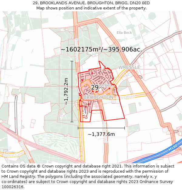 29, BROOKLANDS AVENUE, BROUGHTON, BRIGG, DN20 0ED: Plot and title map