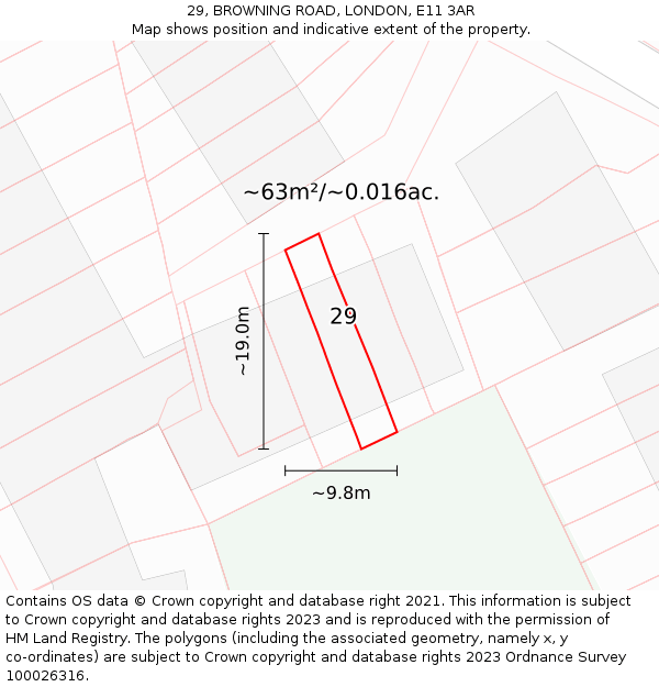29, BROWNING ROAD, LONDON, E11 3AR: Plot and title map