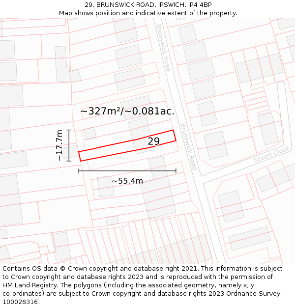 29, BRUNSWICK ROAD, IPSWICH, IP4 4BP: Plot and title map