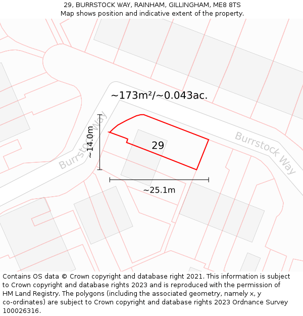 29, BURRSTOCK WAY, RAINHAM, GILLINGHAM, ME8 8TS: Plot and title map