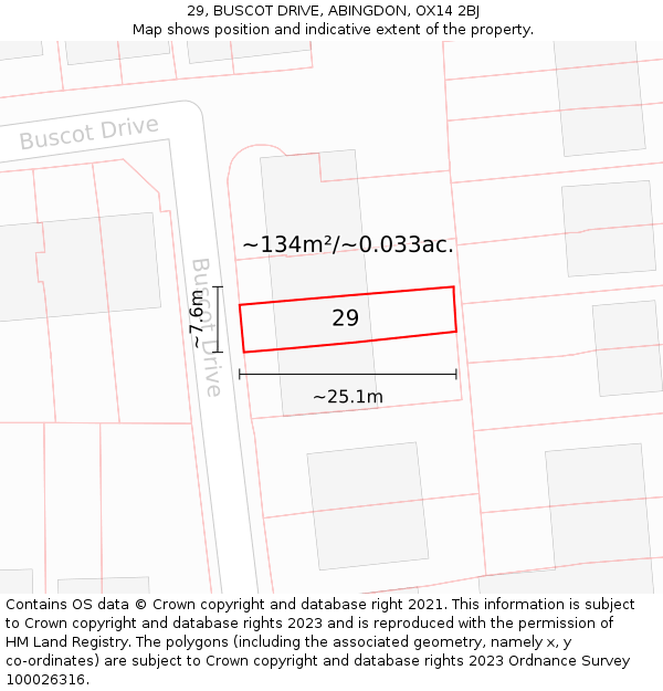 29, BUSCOT DRIVE, ABINGDON, OX14 2BJ: Plot and title map