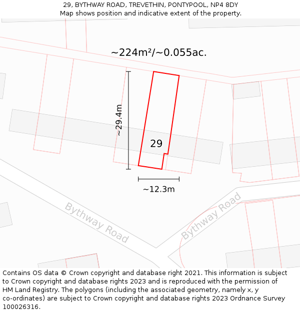 29, BYTHWAY ROAD, TREVETHIN, PONTYPOOL, NP4 8DY: Plot and title map