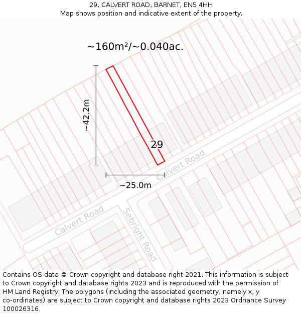 29, CALVERT ROAD, BARNET, EN5 4HH: Plot and title map