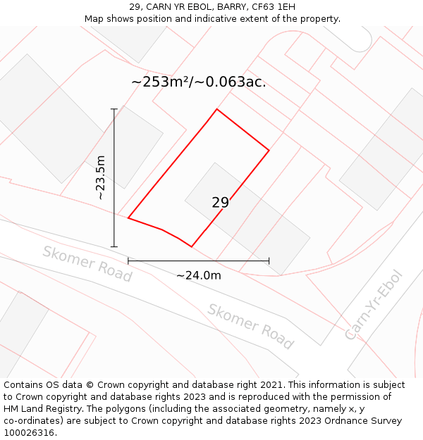 29, CARN YR EBOL, BARRY, CF63 1EH: Plot and title map