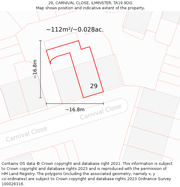 29, CARNIVAL CLOSE, ILMINSTER, TA19 9DG: Plot and title map