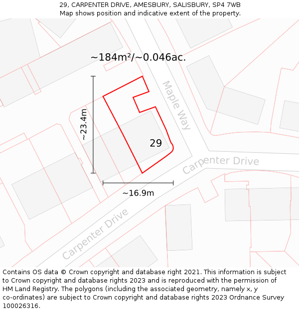 29, CARPENTER DRIVE, AMESBURY, SALISBURY, SP4 7WB: Plot and title map