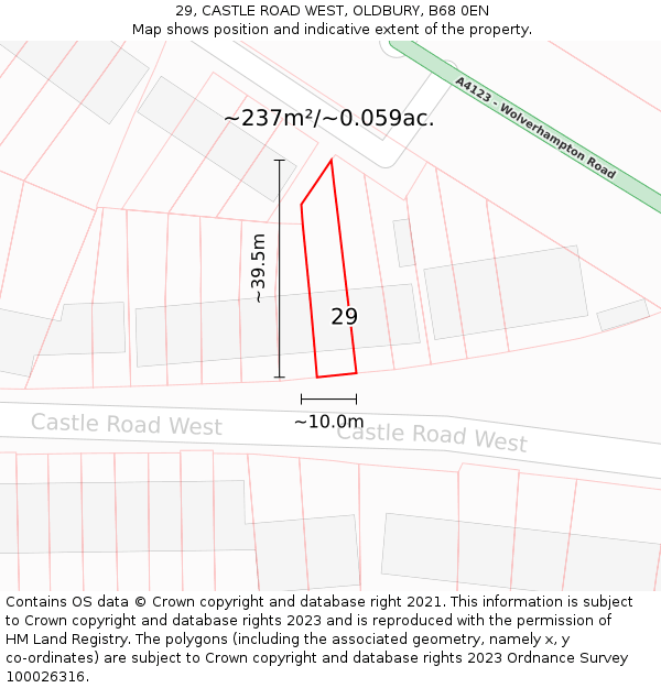 29, CASTLE ROAD WEST, OLDBURY, B68 0EN: Plot and title map