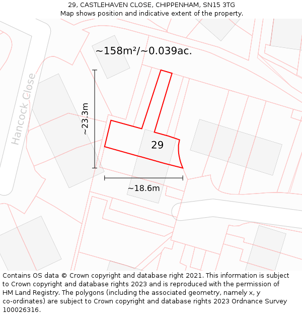 29, CASTLEHAVEN CLOSE, CHIPPENHAM, SN15 3TG: Plot and title map